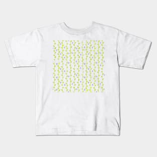 Watercolor Floral Vines Pattern - Periwinkle & Chartreuse Kids T-Shirt